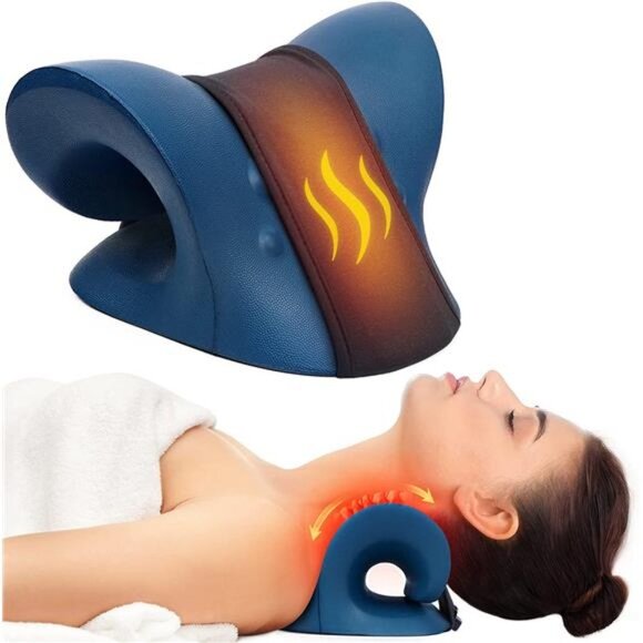 Neck Stretcher for Neck Pain Relief, Heated Cervical Traction Device Pillow with - Picture 1 of 7